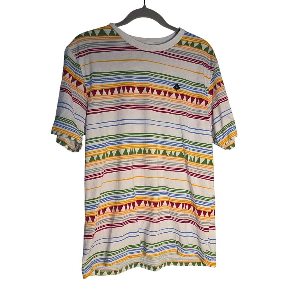 Lifted Research Group Striped Knit Crew T Shirt Mens Large Geometric Streetwear